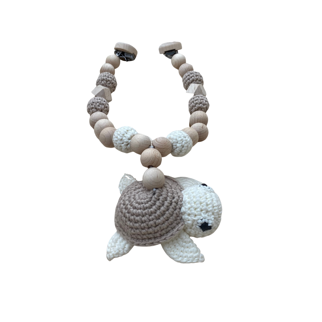 Kinderwagenkette Schildkröte aus Bio-Baumwolle "Beige Henry"