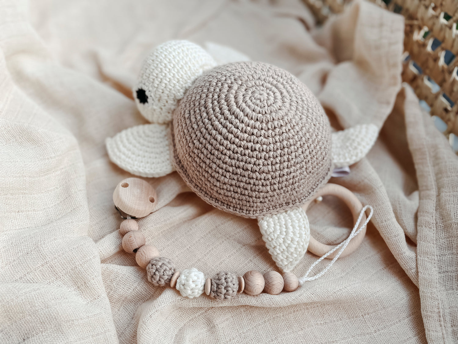 Set Spieluhr "Henry" aus Bio-Baumwolle Beige
