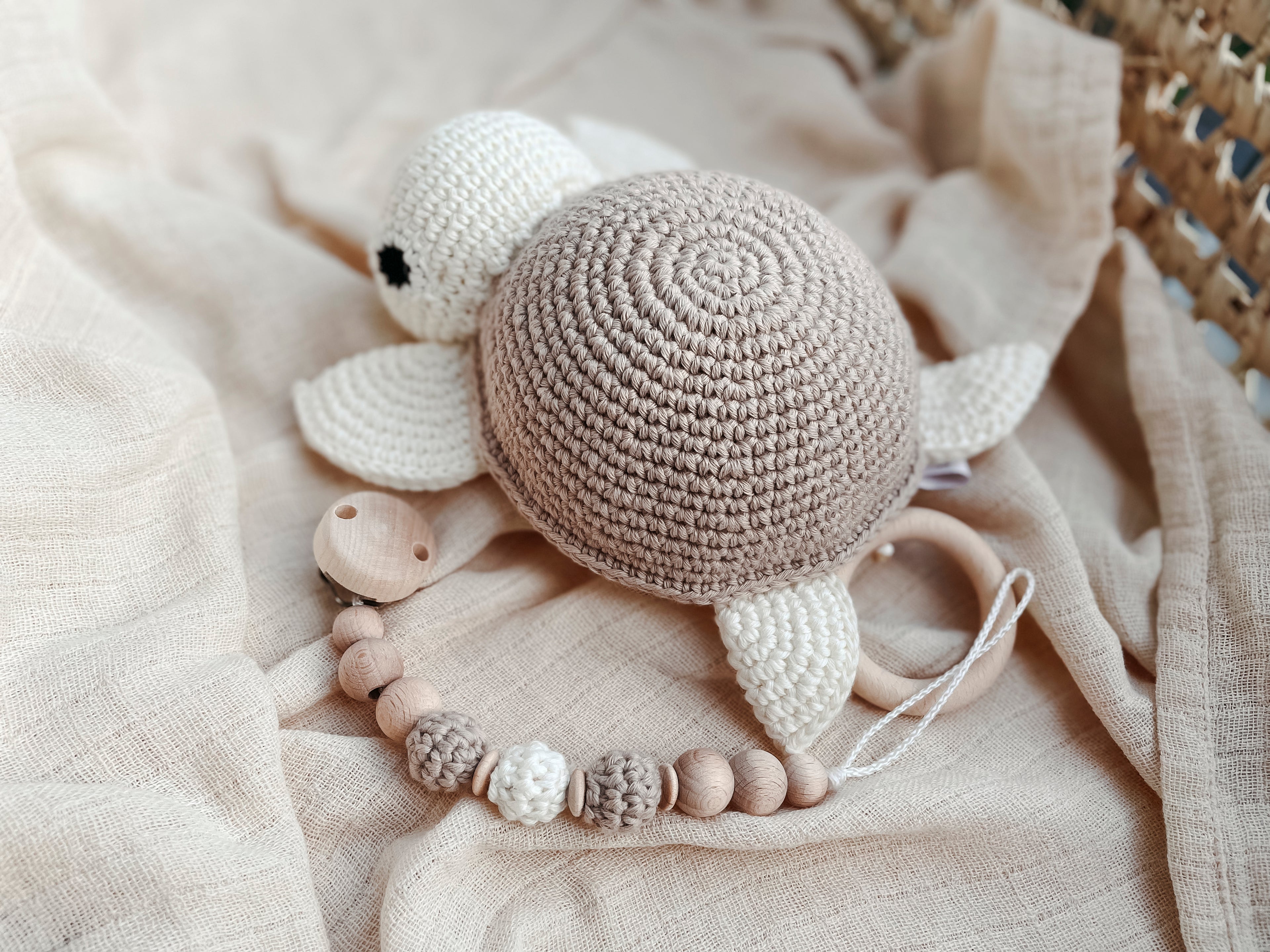 Set Spieluhr "Henry" aus Bio-Baumwolle Beige