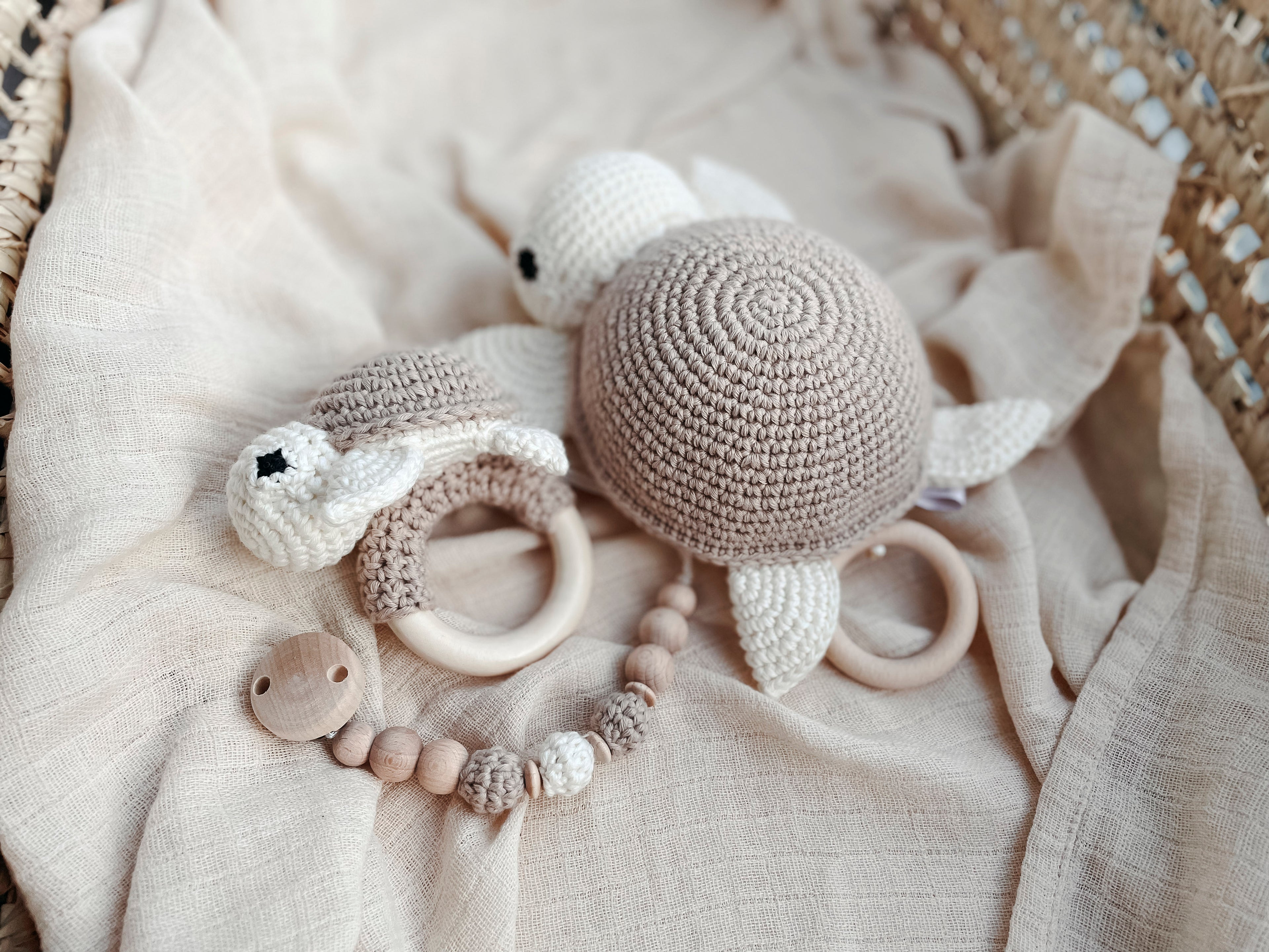 Set Spieluhr "Henry" aus Bio-Baumwolle Beige
