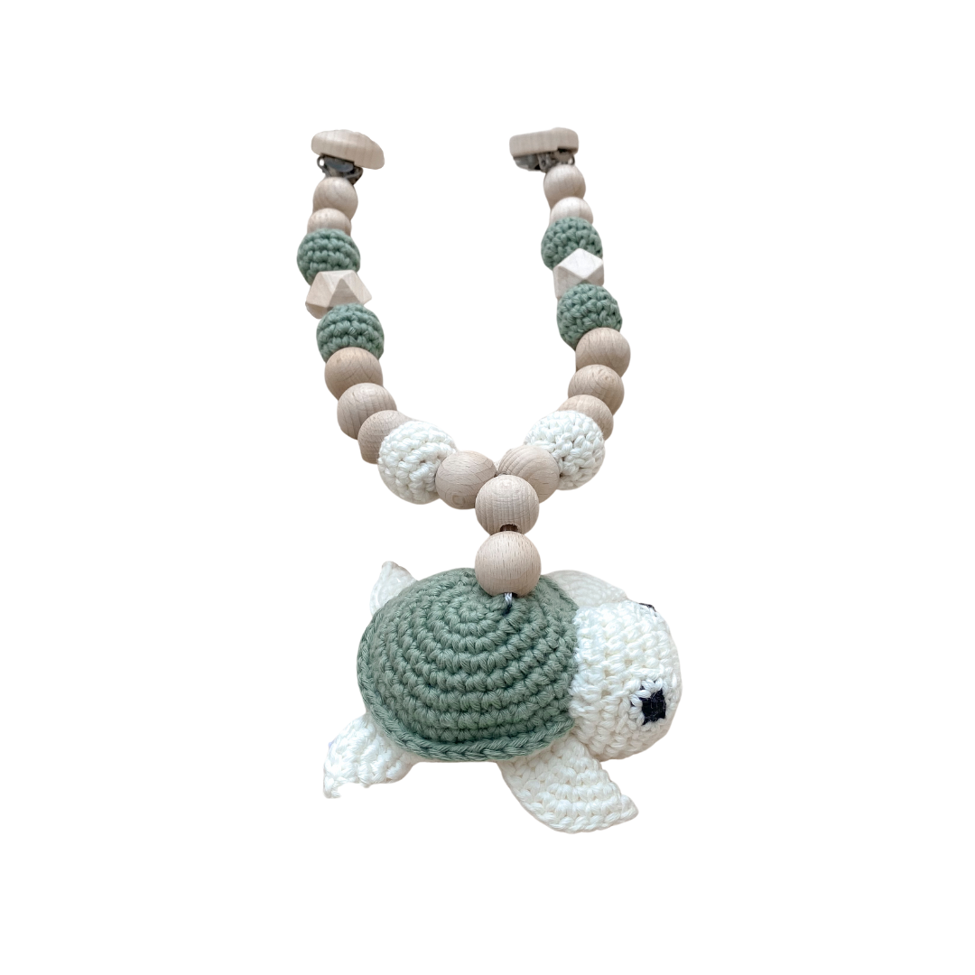 Kinderwagenkette Schildkröte aus Bio-Baumwolle "Mint Henry"